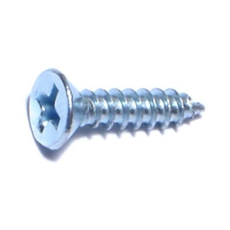 Sheet Metal Screw, #6 X 5/8 In, Zinc Plated Steel Flat Head Phillips Drive, 100 PK